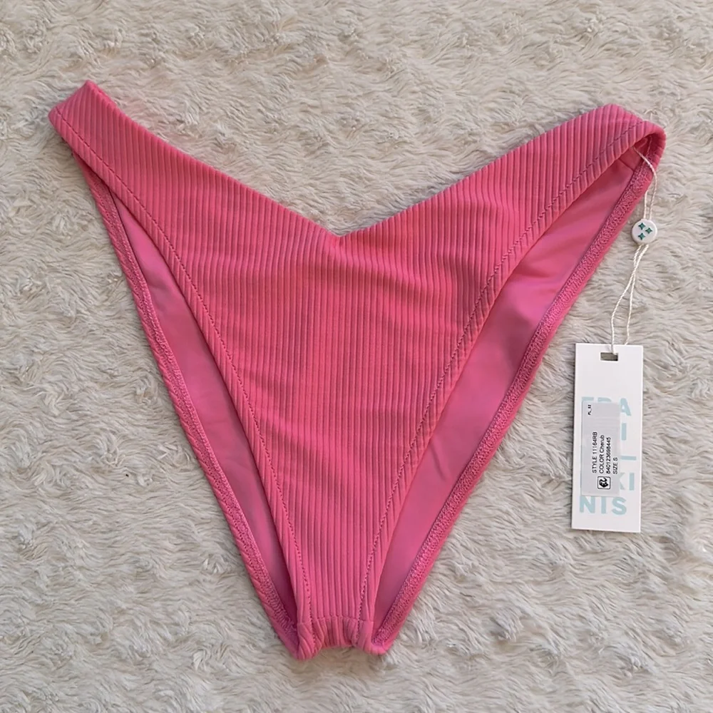 Frankies Bikinis Enzo Ribbed Cheeky Rib Bikini Bottom NWT